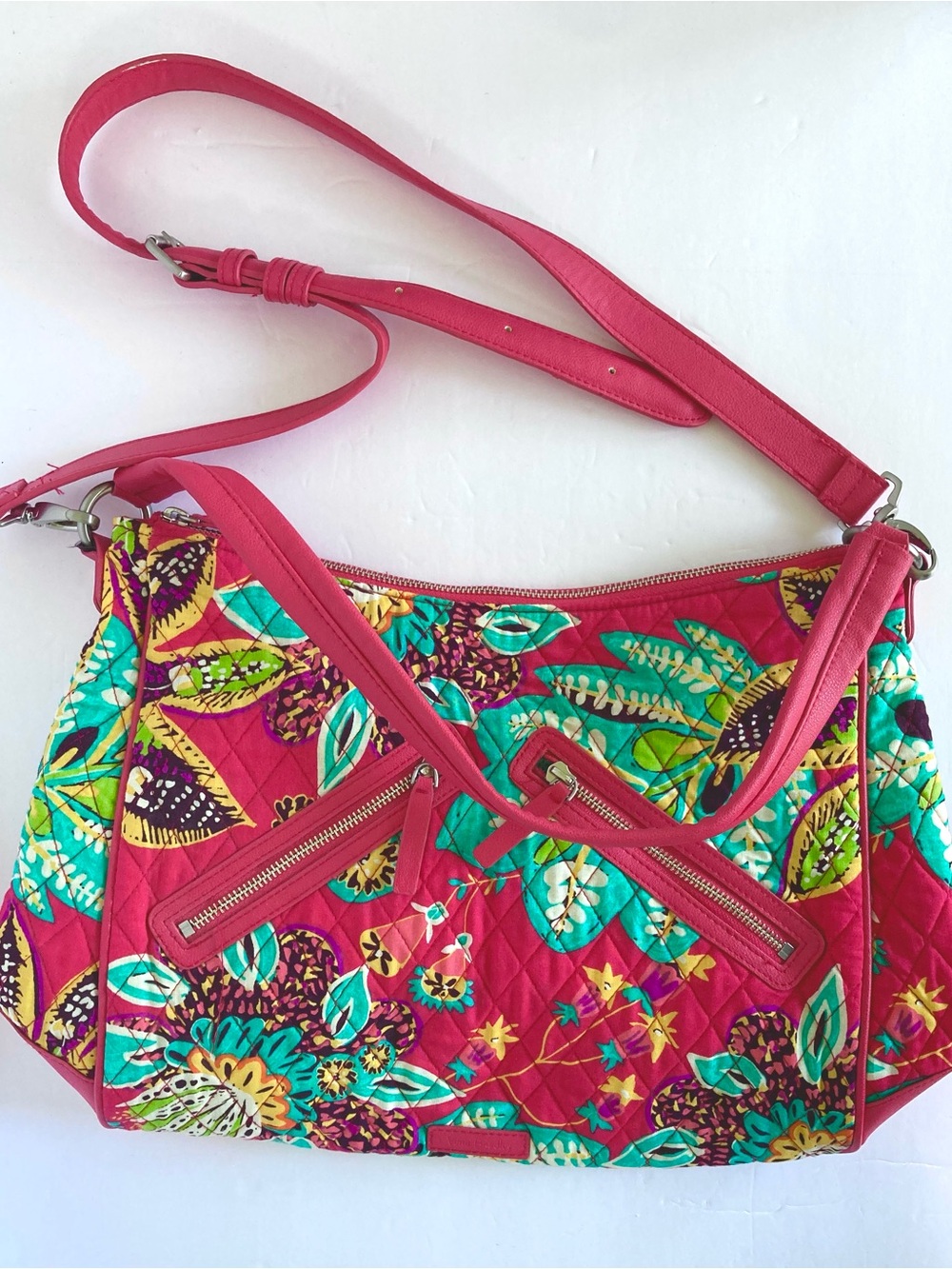 Vera Bradley Hot Pink Rumba Quilted Floral Hobo Shoulder Bag
